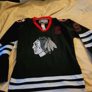 Authentic Chicago Blackhawks-Toews #19 Captains Jersey Black Ice Men's L